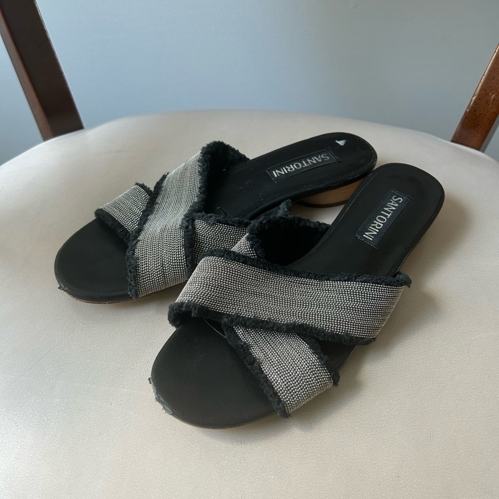 Santorini black slide sandals